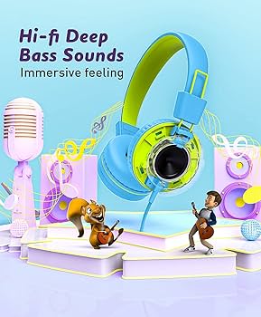 キッズヘッドフォン マイク付き - 91dB 有線オンイヤー ヘッドセット 子供 キッズヘッドフォン マイク付き - 91dB 有線オンイヤー ヘッド